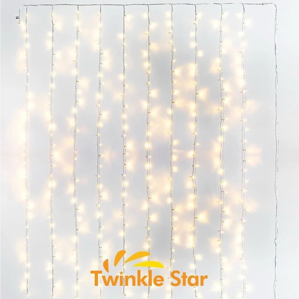 NWT Twinkle Star 300 LED Window Curtain String Light